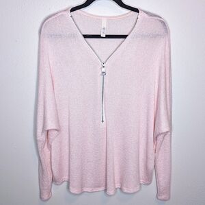 Small Blush Pink Knit Zipper Dolman Top